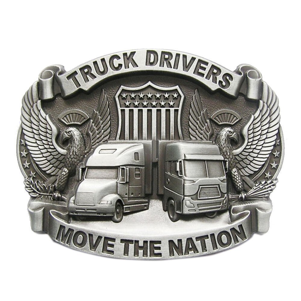 3879 Antique Silver Truck Driver Belt Buckle Gurtelschnalle also Stock in